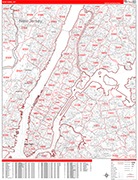 New York  Wall Map Red Line Style